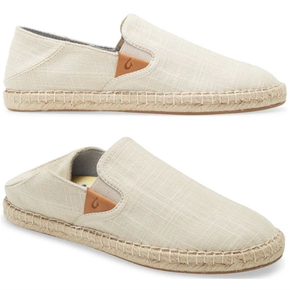 OluKai Kaula Pa'a Kapa Slip-on Espadrille Loafer Size 9.5 Tapa Canvas NEW $100 - Picture 2 of 12